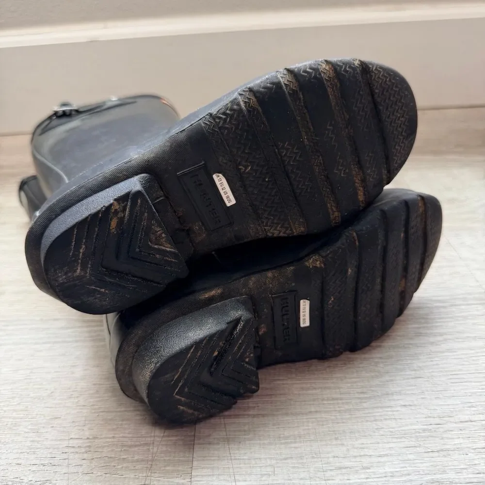 Hunter kids dark black Rain rubber Boots SIZE US 1